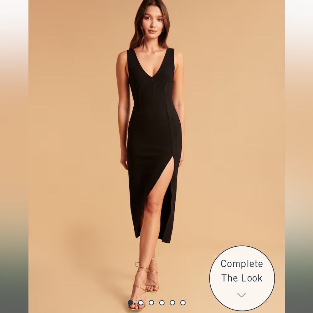 Abercrombie Plunge V-Neck Midi Dress Medium Petite
